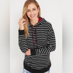 Maurices Striped Hoodie with Red Plaid Accents Women’s medium